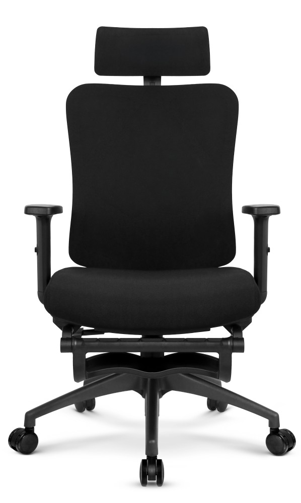 Fotel biurowy ergonomiczny obrotowy Hell's Chair HC- 1041 Black Czarny Tkanina Premium z Podnóżkiem