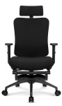 Fotel biurowy ergonomiczny obrotowy Hell's Chair HC- 1041 Black Czarny Tkanina Premium z Podnóżkiem