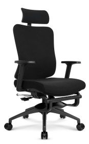 Fotel biurowy ergonomiczny obrotowy Hell's Chair HC- 1041 Black Czarny Tkanina Premium z Podnóżkiem