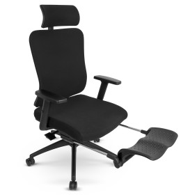 Fotel biurowy ergonomiczny obrotowy Hell's Chair HC- 1041 Black Czarny Tkanina Premium z Podnóżkiem