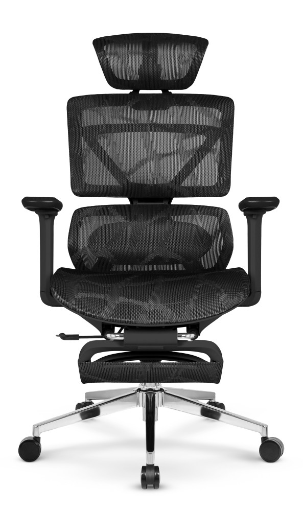 Fotel biurowy ergonomiczny obrotowy Hell's Chair HC- 1059 Black Czarny z Masażem Tkanina