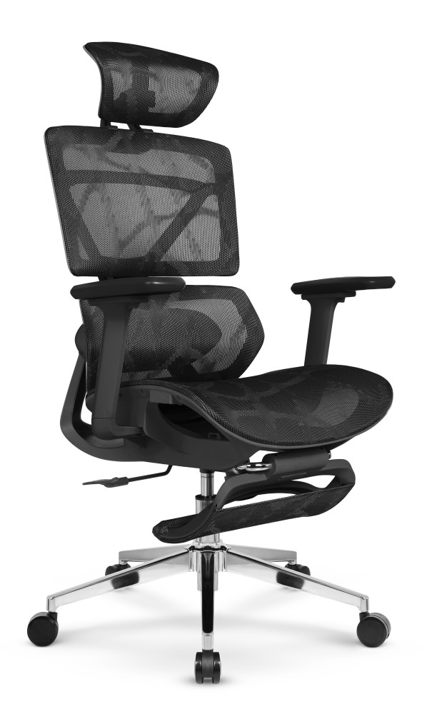 Fotel biurowy ergonomiczny obrotowy Hell's Chair HC- 1059 Black Czarny z Masażem Tkanina