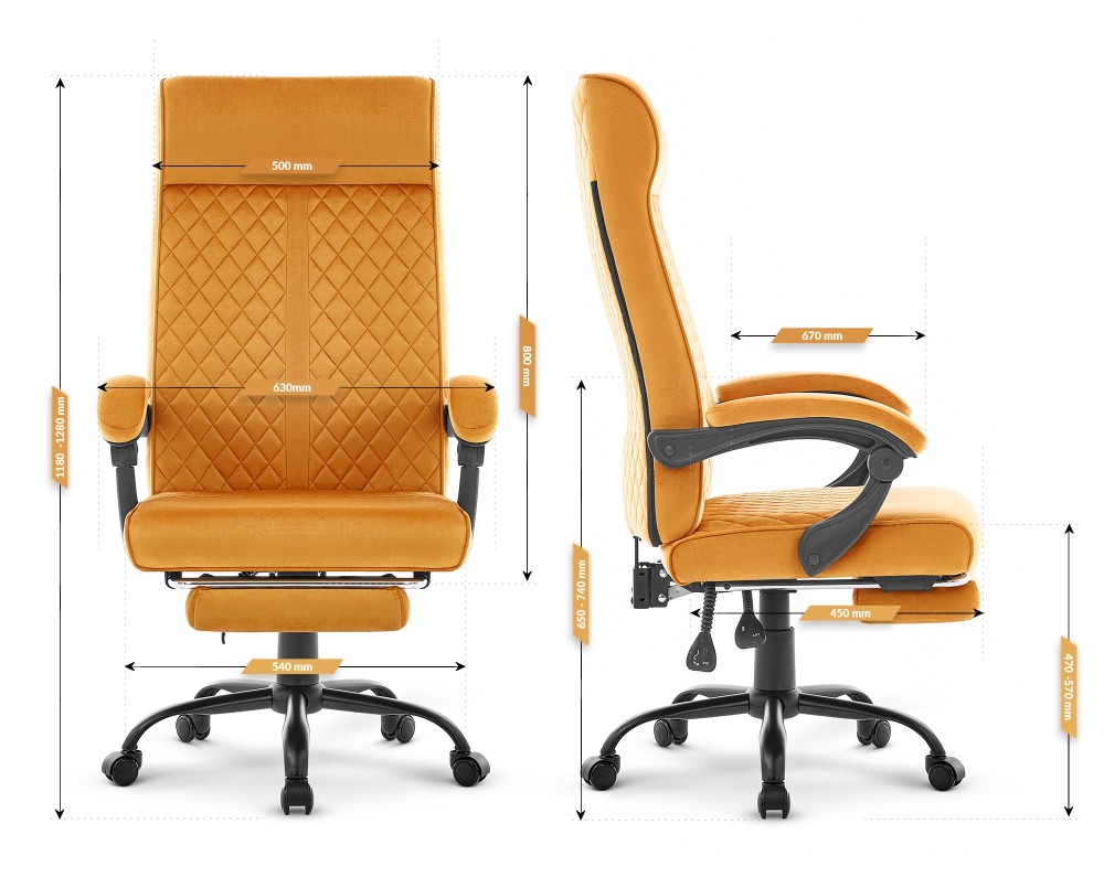 Fotel biurowy ergonomiczny obrotowy Hell's Chair HC- 1030 Mustard Musztardowy Tkanina