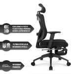 Fotel biurowy ergonomiczny obrotowy Hell's Chair HC- 1041 Black Czarny Tkanina Premium z Podnóżkiem
