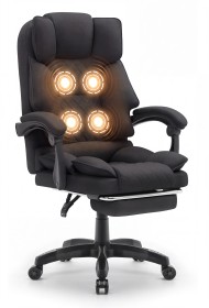 Fotel biurowy obrotowy Hell's Chair HC- 1031 Massage Edition Black Czarny Tkanina
