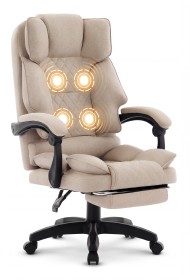 Fotel biurowy obrotowy Hell's Chair HC- 1031 Massage Edition Beige Beżowy Tkanina 