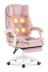 Fotel biurowy obrotowy Hell's Chair HC- 1031 Massage Edition Pink Różowy Tkanina Welurowa 
