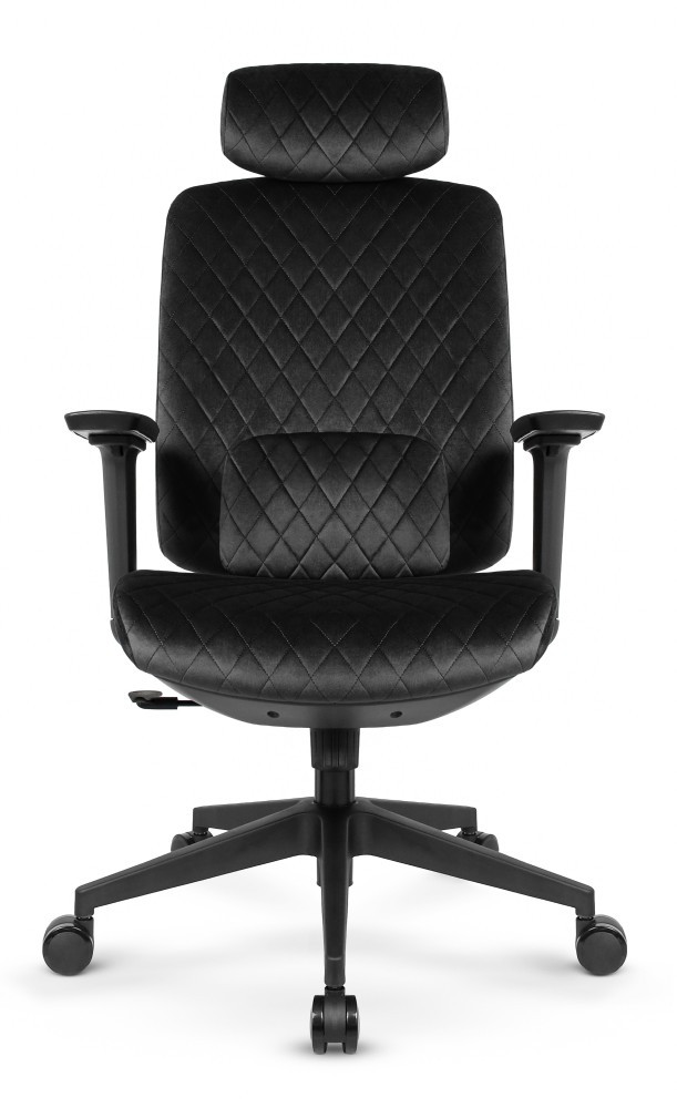 Fotel biurowy ergonomiczny obrotowy Hell's Chair HC- 1047 Black Czarny Tkanina Welurowa