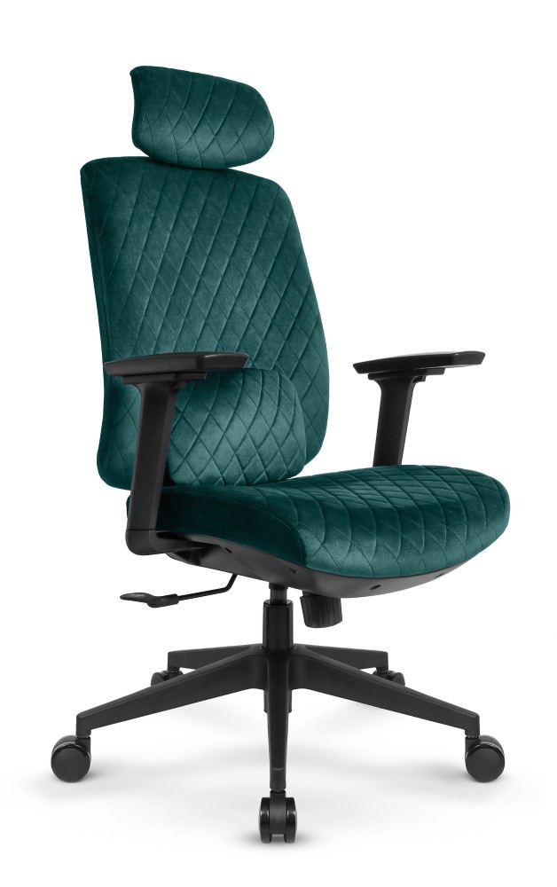 Fotel biurowy ergonomiczny obrotowy Hell's Chair HC- 1047 Green Zielony Tkanina Welurowa