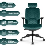 Fotel biurowy ergonomiczny obrotowy Hell's Chair HC- 1047 Green Zielony Tkanina Welurowa