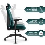 Fotel biurowy ergonomiczny obrotowy Hell's Chair HC- 1047 Green Zielony Tkanina Welurowa