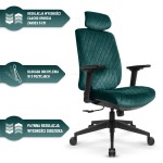 Fotel biurowy ergonomiczny obrotowy Hell's Chair HC- 1047 Green Zielony Tkanina Welurowa