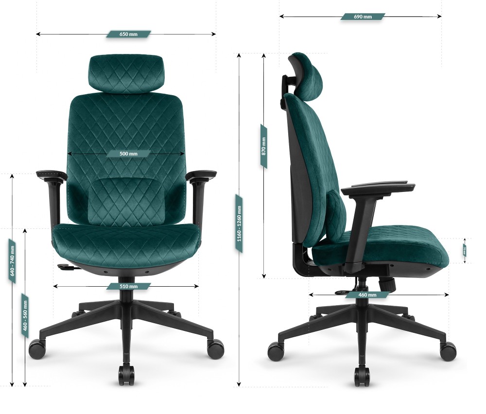 Fotel biurowy ergonomiczny obrotowy Hell's Chair HC- 1047 Green Zielony Tkanina Welurowa