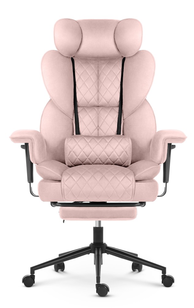 Fotel biurowy ergonomiczny obrotowy Hell's Chair HC- 1037 Pink Różowy Tkanina Welurowa