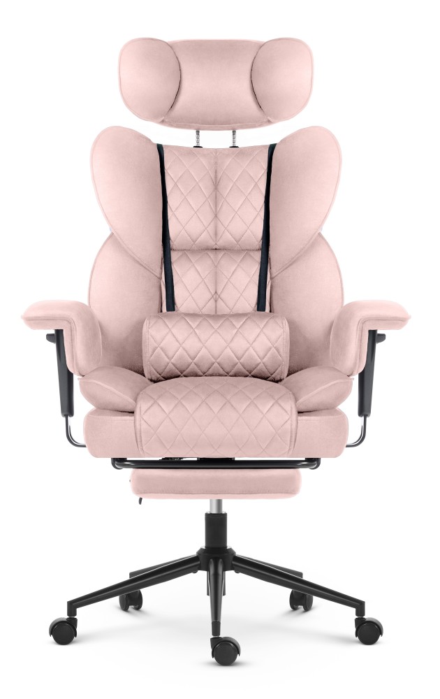 Fotel biurowy ergonomiczny obrotowy Hell's Chair HC- 1037 Pink Różowy Tkanina Welurowa