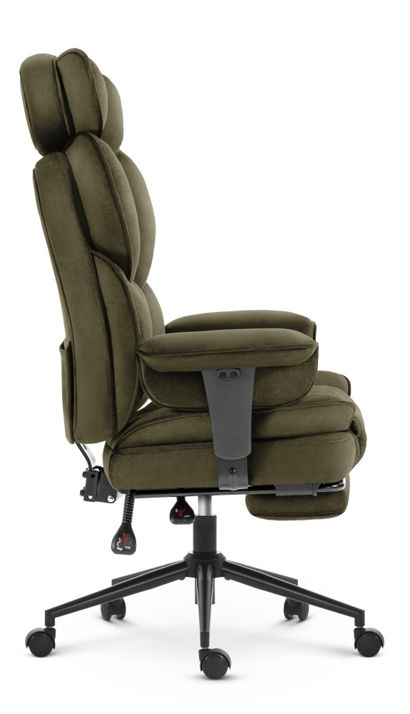 Fotel biurowy ergonomiczny obrotowy Hell's Chair HC- 1037 Olive Green Oliwkowy Tkanina Welurowa