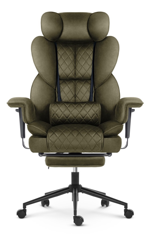 Fotel biurowy ergonomiczny obrotowy Hell's Chair HC- 1037 Olive Green Oliwkowy Tkanina Welurowa