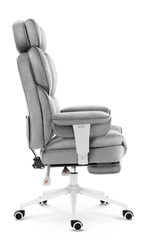 Fotel biurowy ergonomiczny obrotowy Hell's Chair HC- 1037 Grey White Szary Biały Tkanina Welurowa