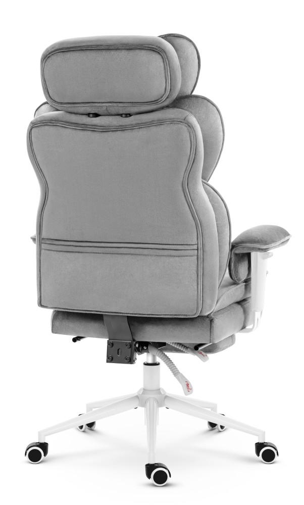 Fotel biurowy ergonomiczny obrotowy Hell's Chair HC- 1037 Grey White Szary Biały Tkanina Welurowa