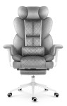 Fotel biurowy ergonomiczny obrotowy Hell's Chair HC- 1037 Grey White Szary Biały Tkanina Welurowa