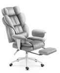 Fotel biurowy ergonomiczny obrotowy Hell's Chair HC- 1037 Grey White Szary Biały Tkanina Welurowa