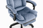 Fotel biurowy obrotowy Hell's Chair HC- 1031 Dusty Blue Stalowy Niebieski Tkanina  Welurowa