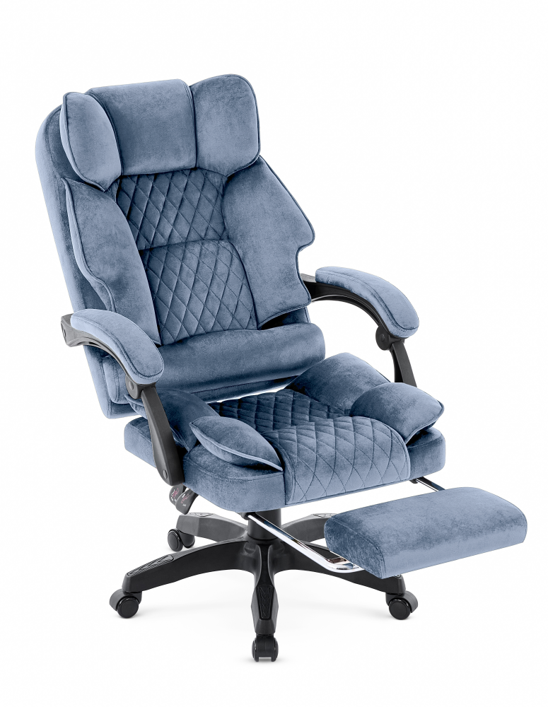 Fotel biurowy obrotowy Hell's Chair HC- 1031 Dusty Blue Stalowy Niebieski Tkanina  Welurowa