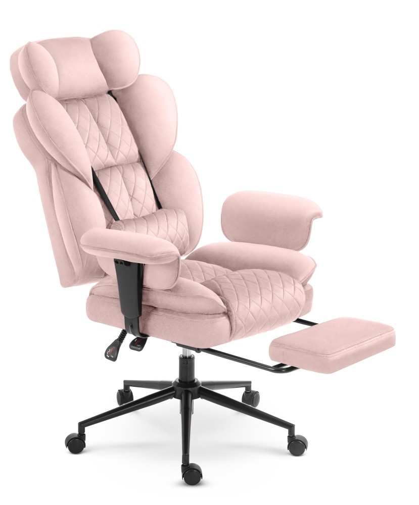 Fotel biurowy ergonomiczny obrotowy Hell's Chair HC- 1037 Pink Różowy Tkanina Welurowa