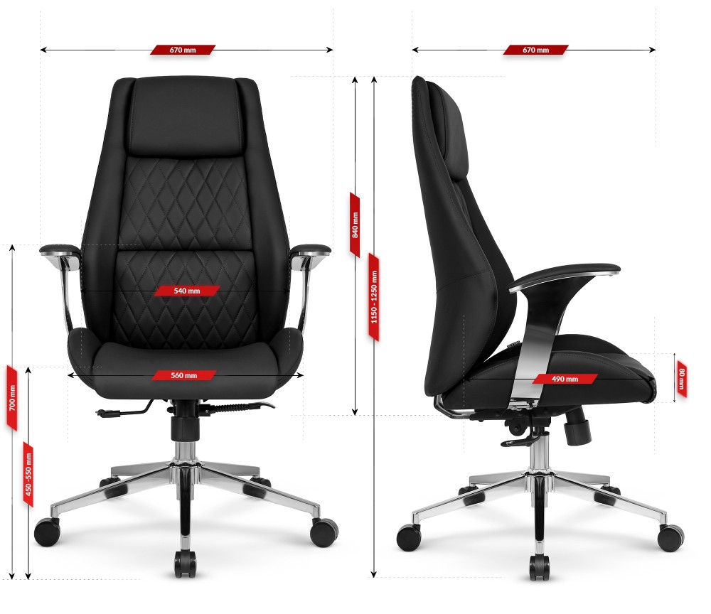 Fotel biurowy ergonomiczny obrotowy Hell's Chair HC- 1062 Czarny Black Ekoskóra Premium