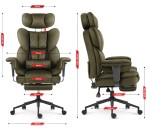 Fotel biurowy ergonomiczny obrotowy Hell's Chair HC- 1037 Olive Green Oliwkowy Tkanina Welurowa