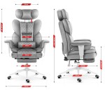 Fotel biurowy ergonomiczny obrotowy Hell's Chair HC- 1037 Grey White Szary Biały Tkanina Welurowa