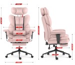 Fotel biurowy ergonomiczny obrotowy Hell's Chair HC- 1037 Pink Różowy Tkanina Welurowa