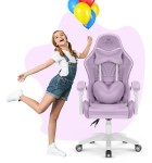 Fotel Gamingowy dla dzieci Hell's Chair Rainbow KIDS 2.0 Purple Fioletowy Tkanina Welurowa
