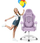 Fotel Gamingowy dla dzieci Hell's Chair Rainbow KIDS 2.0 Purple Fioletowy Tkanina Welurowa