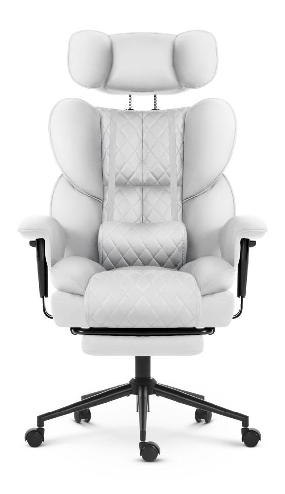 Fotel biurowy ergonomiczny obrotowy Hell's Chair HC- 1037 White Biały Ekoskóra