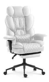 Fotel biurowy ergonomiczny obrotowy Hell's Chair HC- 1037 White Biały Ekoskóra  