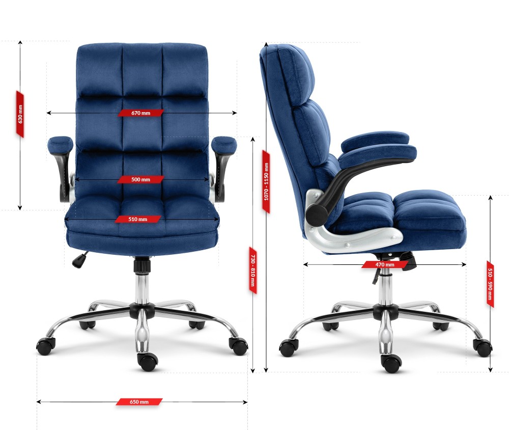 Fotel biurowy obrotowy Hell's Chair HC- 1020 Navy Granatowy Tkanina Welurowa