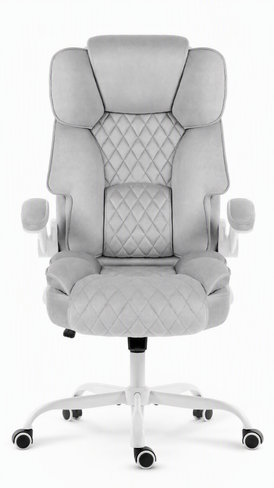 Fotel biurowy obrotowy Hell's Chair HC- 1033 Grey White Szary Biały Tkanina Welurowa