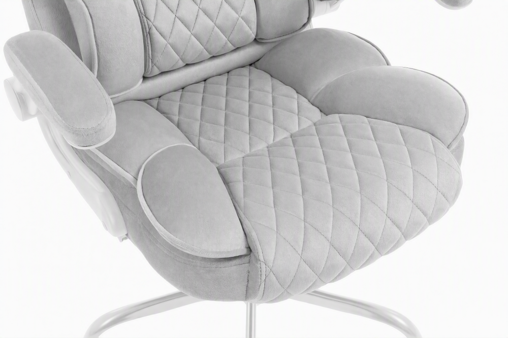 Fotel biurowy obrotowy Hell's Chair HC- 1033 Grey White Szary Biały Tkanina Welurowa