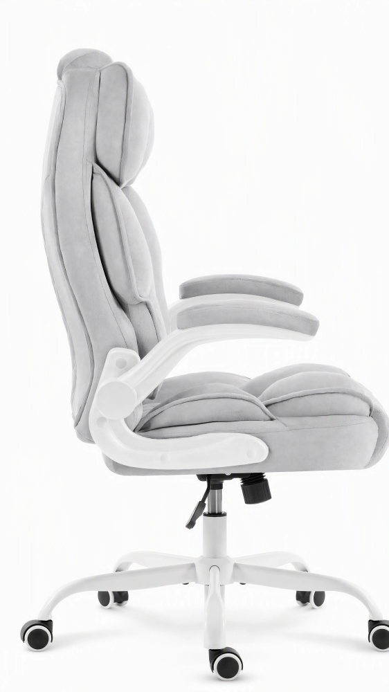 Fotel biurowy obrotowy Hell's Chair HC- 1033 Grey White Szary Biały Tkanina Welurowa