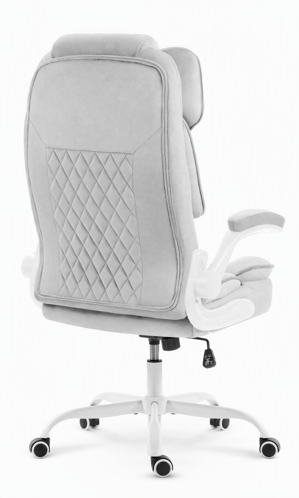 Fotel biurowy obrotowy Hell's Chair HC- 1033 Grey White Szary Biały Tkanina Welurowa