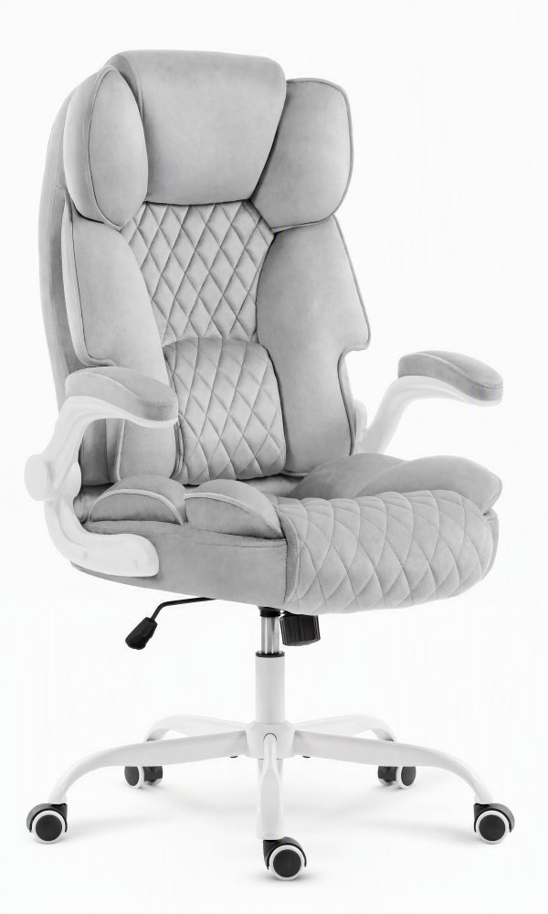 Fotel biurowy obrotowy Hell's Chair HC- 1033 Grey White Szary Biały Tkanina Welurowa