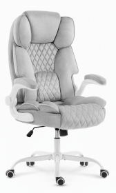 Fotel biurowy obrotowy Hell's Chair HC- 1033 Grey White Szary Biały Tkanina Welurowa
