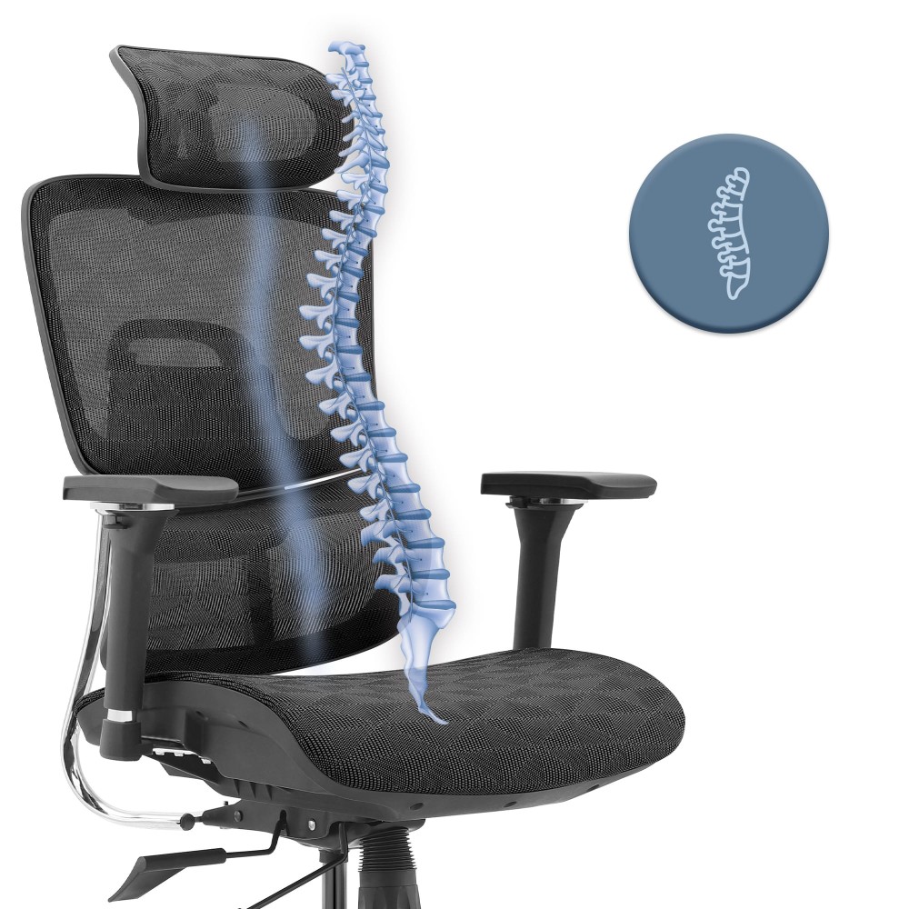 Fotel biurowy ergonomiczny obrotowy ERGONOBLE 3055 Czarny TKANINA