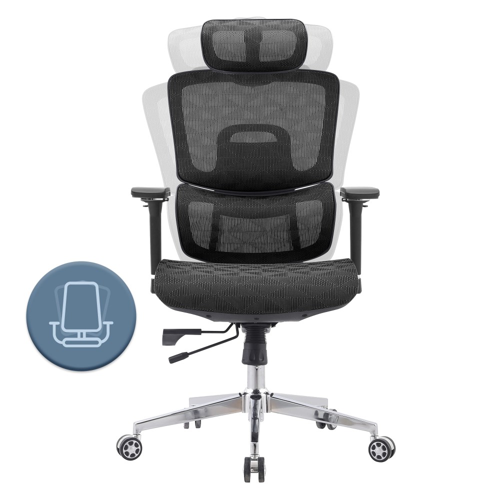 Fotel biurowy ergonomiczny obrotowy ERGONOBLE 3055 Czarny TKANINA