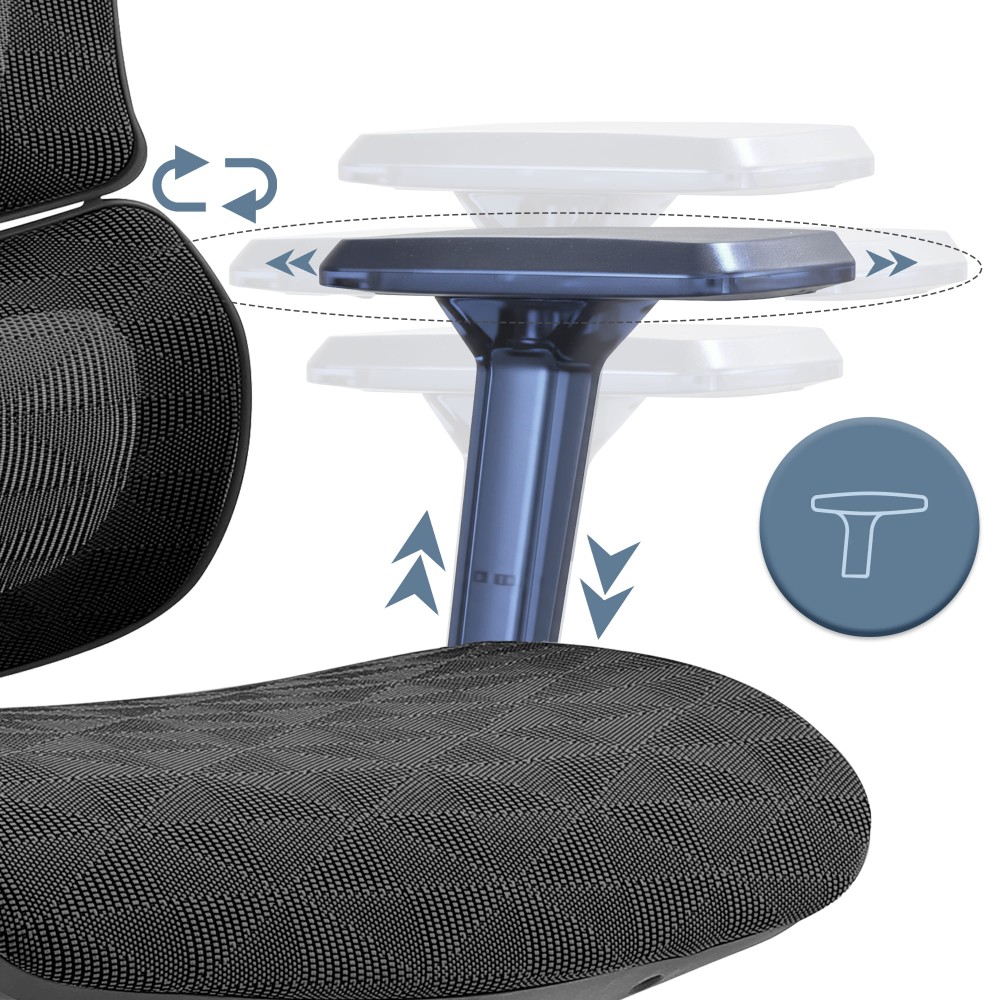 Fotel biurowy ergonomiczny obrotowy ERGONOBLE 3055 Czarny TKANINA