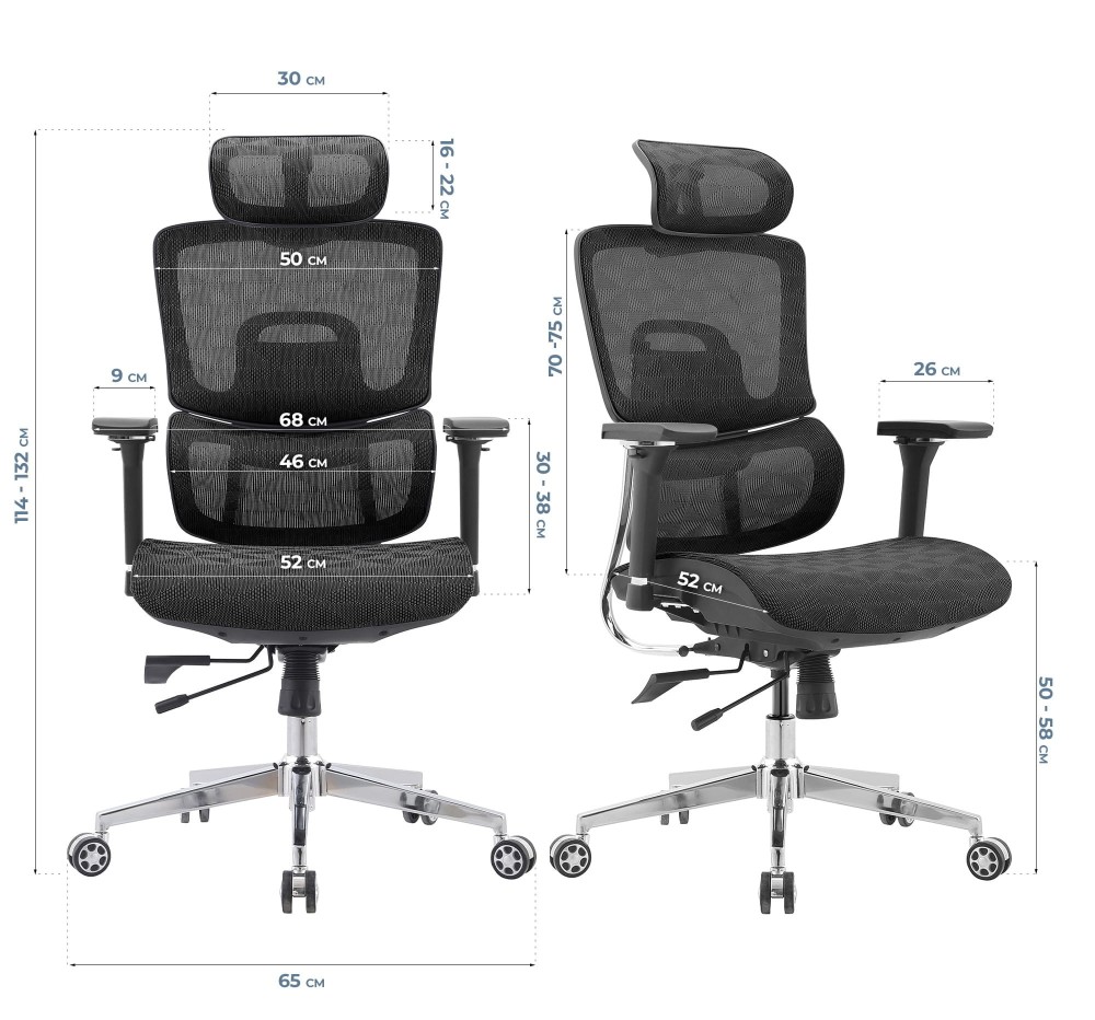Fotel biurowy ergonomiczny obrotowy ERGONOBLE 3055 Czarny TKANINA