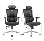 Fotel biurowy ergonomiczny obrotowy ERGONOBLE 3055 Czarny TKANINA