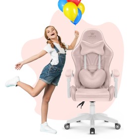 Fotel Gamingowy dla dzieci Hell's Chair Rainbow KIDS 2.0 Pink Różowy Tkanina Welurowa 