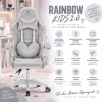 Fotel Gamingowy dla dzieci Hell's Chair Rainbow KIDS 2.0 Grey Szary Tkanina Welurowa
